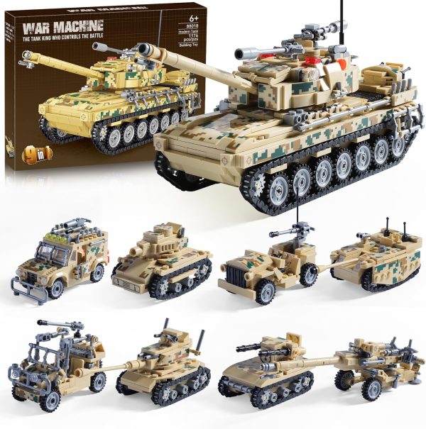 Military Tank Building Blocks Toys Set (1176 Pieces), Create A Large Army Tank or 8 Sets of Military Models, Great for Boys Kids Age 6+ Year Old - Image 2