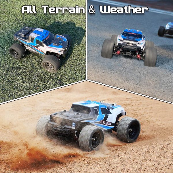 Remote Control Truck for Boys 45KM/H 1:18 Scale RC Truck 4WD All Terrain Off Road Fast RC Car with 2 Rechargeable1200mAh Batteries for 60 Min Run Time, 2.4Ghz Remote Control Car Gift for Adults Girls - Image 8