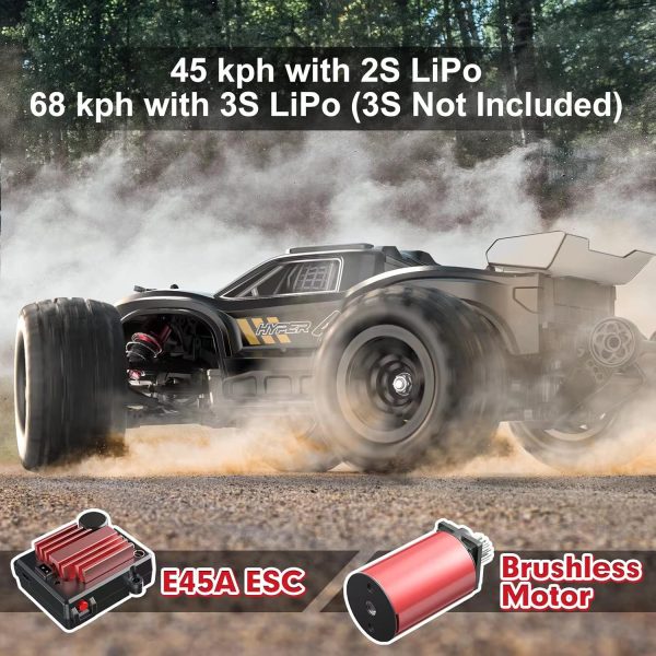 HYPER GO H16BM Brushless 42 Mph Fast RC Cars for Adults, 1/16 Hobby Off-Road RC Truck, RTR Remote Control Car (2 x 2S Lipo and 1 x 3S Lipo Battery and 3S Charging Cable Included - Image 3