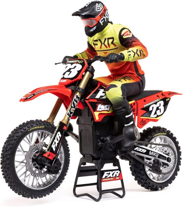 Losi RC Motorcycle Promoto-MX 1/4 Motorcycle Ready-to-Run Battery and Charger Not Included FXR LOS06000T1 Red - Image 2