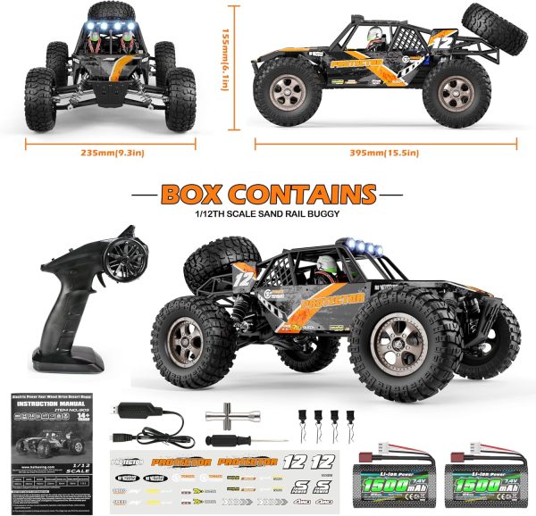 HAIBOXING Remote Control Car,1:12 Scale 4x4 RC Cars Protector 38+ KM/H Speed, 2.4G All-Terrain Off-Road Truck Toy Gifts for Boys and Adults Included Two Rechargeable Batteries Provide 40+ Min Playtime - Image 6