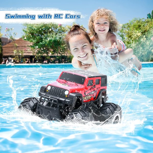 RC Trucks 4x4 Offroad Waterproof - 2.4 GHz Amphibious Remote Control Car Toys for Boys 4-7, Remote Control Monster Truck, Beach Lake Pool Toys, Remote Control Boat Birthday Gifts for Kids - Image 7