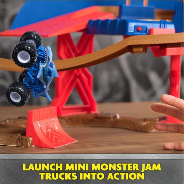 Monster Jam, Supercharge Speedway Playset, Megalodon and El Toro Loco Die-Cast Monster Trucks, Light Up World Finals Track Kids Toys for Boys Ages 3+ - Image 4