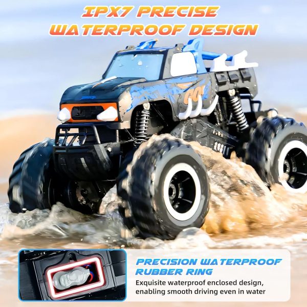 RC Monster Truck 1:16, Electric RC Car RC Monster Car 4WD Rock Crawler Scale Remote Control Truck Toy Cars,Waterproof&Dustproof Electric Vehicle Toys Car for Ages 6-12 (Blue) - Image 7