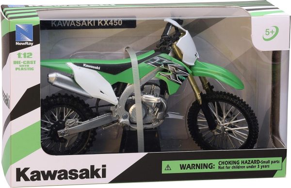 New-Ray Kawasaki KX 450F Green 1/12 Diecast Motorcycle - Image 3