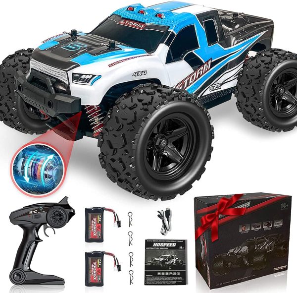 Remote Control Truck for Boys 45KM/H 1:18 Scale RC Truck 4WD All Terrain Off Road Fast RC Car with 2 Rechargeable1200mAh Batteries for 60 Min Run Time, 2.4Ghz Remote Control Car Gift for Adults Girls - Image 9