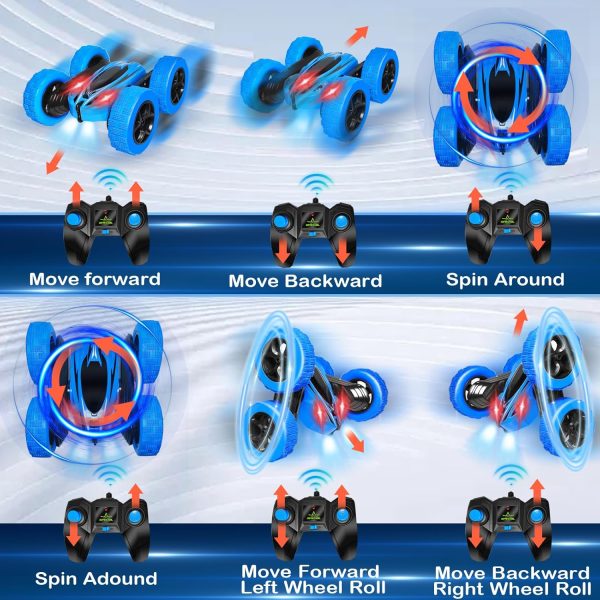 FREE TO FLY Remote Control Car Boys Toys: 360 Flip Rc Cars 2.4Ghz Double-Sided Rotating Stunt Car 6 7 8 9 10 11 12 Year Old Kids Girls Outdoor Indoor - Image 5