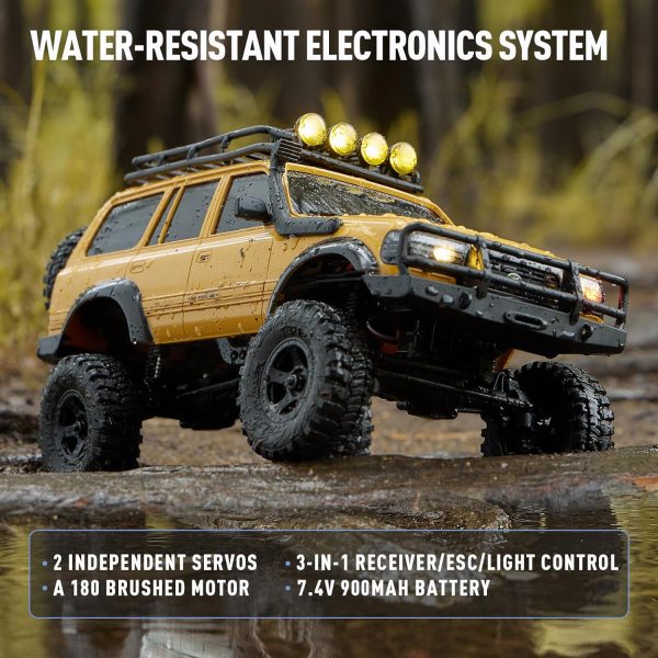 BEEZRC FMS RC Crawler 1/18 FCX18 Land Cruiser LC80 RTR Toyota Licensed 4WD RC Rock Truck 2.4Ghz 900mAh Hobby Grade RC Car Model Mini Remote Control Car Off Road Vehicle FMS11831RTRYL (Yellow) - Image 5