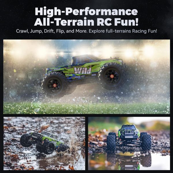 BEZGAR HP161S 1:16 4X4 RTR Brushless Fast RC Cars for Adults - High Speed Max 68kph Off-Road Brushless RC Truck, Electric Hobby Grade RC Monster Truck with 3S Battery Gifts for Boy Age 8-12 and Adults - Image 4