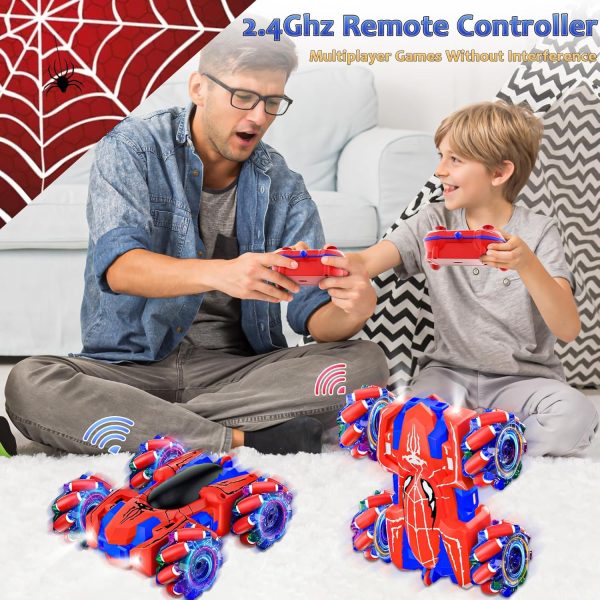 Spider Remote Control Car, USB Direct Charging RC Cars with Cool Lights, 2.4Ghz Double Sided Drift RC Stunt Car, 360°Rotating 4WD Off-Road Race Car Toys for 4-6 6-12 Boy Girl Kids Gifts - Image 6