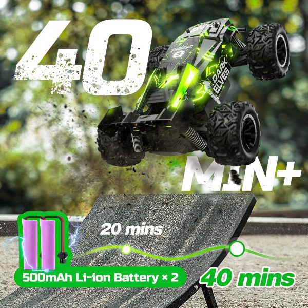 DEERC Remote Control Car, Glowing Eagle RC Cars for Boys Age 8-12 W/ 2 Rechargeable Batteries for 40 Min Play, 2.4Ghz All Terrain Off-Road RC Monster Truck Toys for Kids Birthday Xmas Gift - Image 5