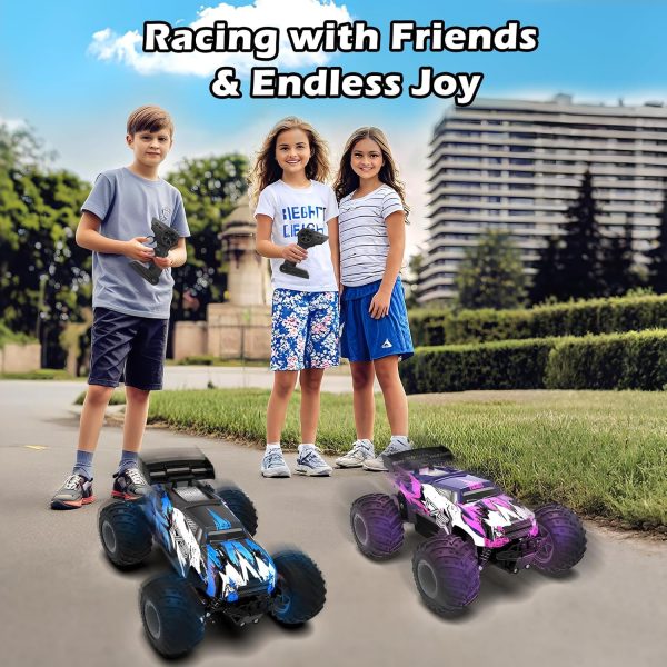 Sjpzwcrl Remote Control Car Toy Truck: - Hand Controlled Monster Truck Toys RC Car Electric Rock Crawler RC Truck with Headlights and Colorful Toy Cars Body Lights for Boy Kids - Image 4