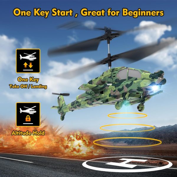 RC Helicopter, Remote Control Helicopter (AH-64) for Kids, 2.4GHz RC Plane, 40+ Min Flight Time, LED Lights & Altitude Hold, Kids Toy for Ages 8-12, RC Airplane for Children - Image 4