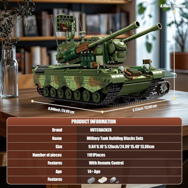 NUTCRACKER RC Military Tank Building Blocks Set - WW2 Army Tank Building Toy, Collectible Army Tank Home Display Model, Christmas Birthday Gifts for Adults Kids Boys 14+ (1101 Pieces - Image 3