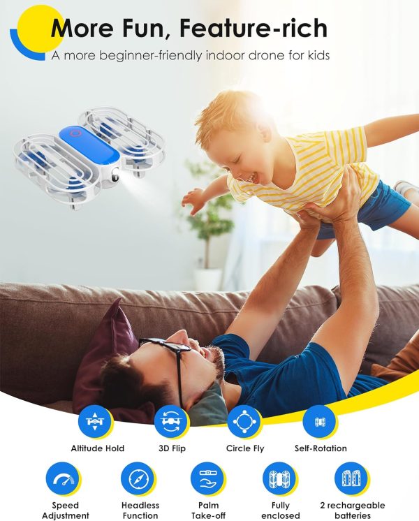 Drone for Kids, Drone with Altitude-Hold, 3D Flip, Circle Fly, Self-Rotation, Headless Mode, 3 Speed Modes, Palm Take-Off, One-Click Landing, Drone for Kids 14+, Beginners, Indoor - Image 3