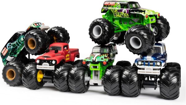 Monster Jam Grave Digger Monster Truck 5pc Value Pack: 1:64 Scale Retro Die-Cast Gift Set with Iconic Models (1982-2005) Chrome Rims and BKT Tires - Authentic Collectible for Fans & Birthday Parties - Image 3