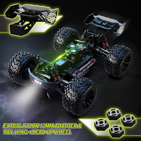 RIAARIO 1:14 Brushless RC Cars for Adults - Max 45MPH RC Trucks -All Terrain Monster Truck - Off-Road RC Trucks - High Speed RC Car 4WD Remote Control Car with 2S Lipo Batteries for Adult - Image 8