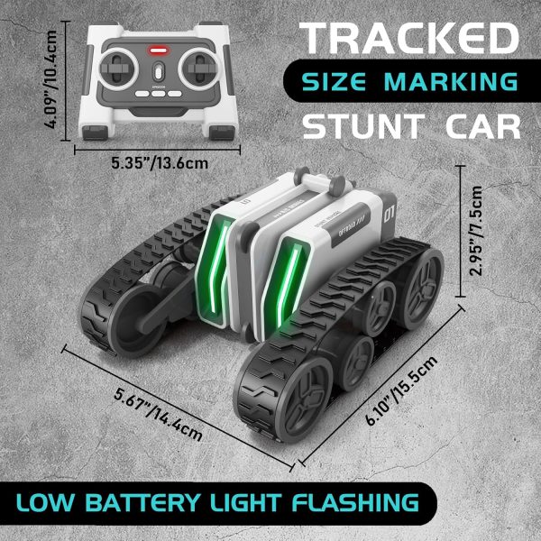 Remote Control Car, RC Cars with Tracked Double-Sided RC Crawler Driving 360° Rotating Lights RC Stunt Car Toy Gifts Presents for Xmas Birthday Chirstams Party Boys/Girls Ages 6+ - Image 6