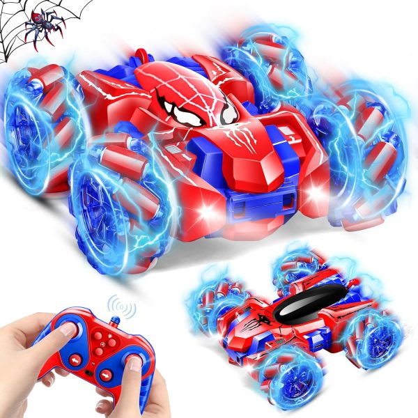 Spider Remote Control Car for Kids, Stunt Car Toy with Light Strip, 2.4 Ghz RC Cars Toy for 4 5 6 7 8-12 Year Old Boys Toddler Christmas Birthday Gifts, Fast Race Car Rechargeable Monster Truck - Image 2