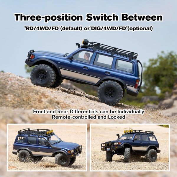 FMS 1/10 LC80 Brushless RC Crawler Pro, 2.4Ghz FCX10 Toyota RC Rock Crawler with Lighting and Two-Speed, Hobby Grade Offroad RC Car for Adults, RS Without Battery and Charger (Blue) - Image 7