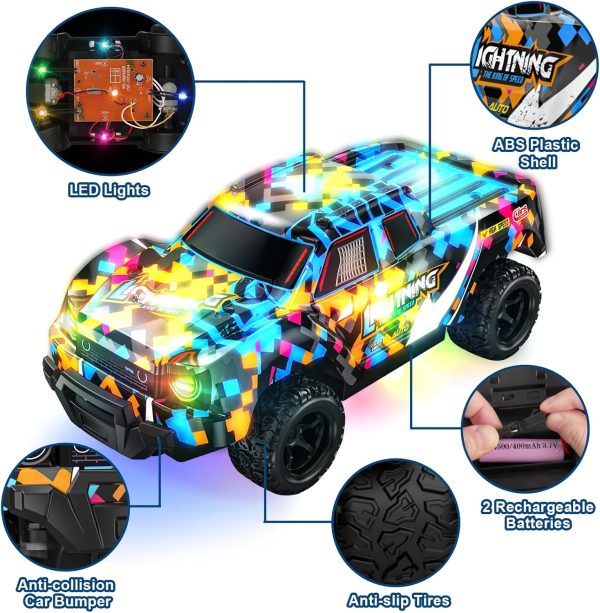 Remote Control Car for Boys 4-7, RC Pickup 1/24 Scale Light-up Mini RC Car for Kids Boys Toys Age 4-6, 6-8, 3-5, 5-7, Birthday Gifts for 3 4 5 6 7 8 Years Old Boys - Image 5