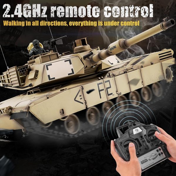 RC Tanks US M1A2 Abrams Army Tank, HengLong 1: 16 2.4ghz M1A2 Abrams Main Battle Tank Model, Remote Control Tank Vehicles with Sound & Light for Ages 14+ - Image 5