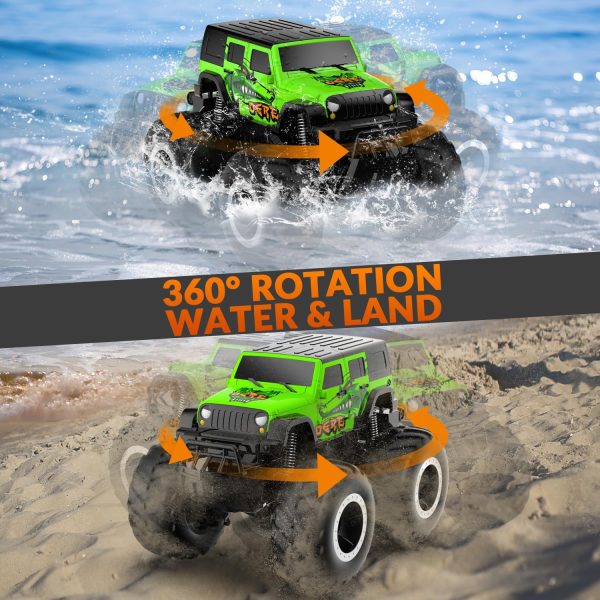 STEMTRON Amphibious Remote Control Car Toys for Boys 2.4GHz 1:16 All Terrain Off-Road RC Car Waterproof RC Monster Truck Kids Pool Toys Remote Control Boat Gifts for Kids Boys - Image 4