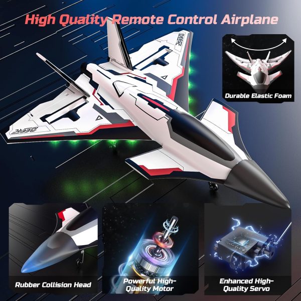 DEERC Future RC Plane 4 Channel Remote Control Airplane with LED Lights Easy to Fly Aerobatic Aircraft Toys,2.4GHz 6-axis Gyro Stabilizer RTF Glider Aircraft Plane Jet for Adults Kids Beginners Boys - Image 6