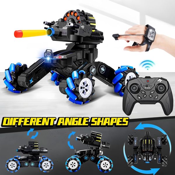 RC Tank That Shoots Gesture Sensing RC Tank, 2.4GHz Battle Soft Bullets Hand Control Car Drift Remote Control Trucks for Boys & Girls 8-12, Remote Control Tank with Light Music - Image 9