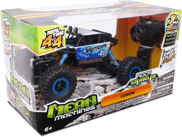 NKOK Mean Machines 1:16 2.4GHz RC Rock Crawler Venom (Blue), Designed for Rough Terrain Climbing, Pistol Grip Full Function Controller, Powerful Motor - Image 5