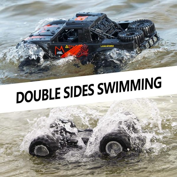 1:16 Amphibious Remote Control Car, 2.4GHz Monster Truck Toys All Terrain, Rc Cars for Adults, Rc Trucks 4x4 Off Road，6 7 8 9 10 11 12+ Year Old Boy/Girl Gifts，Christmas Toys (Orange - Image 4