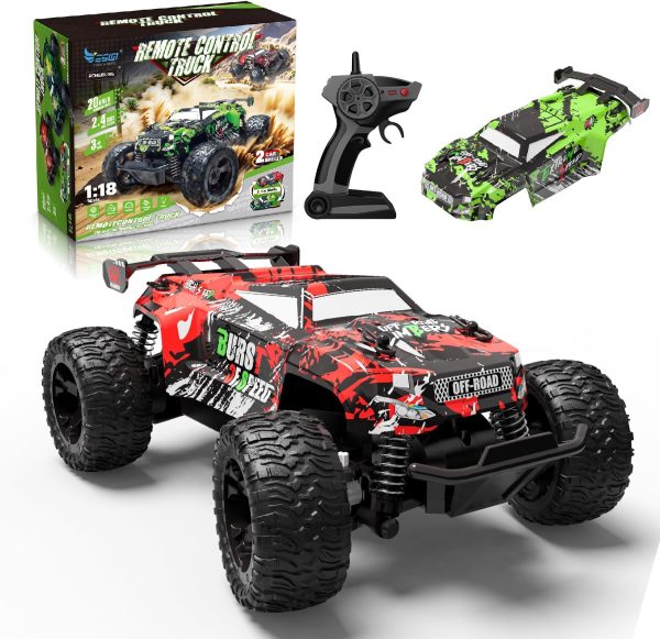 Remote Control Car for Boys 4-7, 2.4Ghz RC Monster Trucks for Boys Age 4-7 & 8-12, 1/18 20 KM/H Off-Road Remote Control Truck Toys W/ 2 Rechargeable Batteries for 40 Min Play, for Boy Girls - Image 10