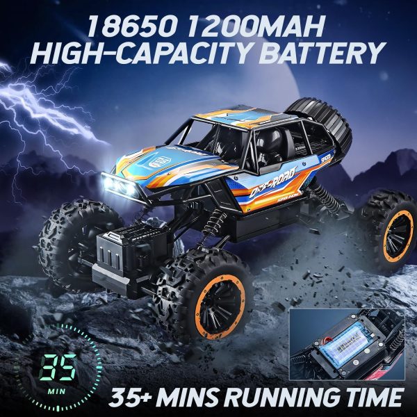 BEZGAR Monster Truck Toys - Remote Control Monster Truck with Light, RC Crawler for Adults, 1:12 Scale RC Truck with 45° Climbing, Remote Control Car for Boys - Image 3