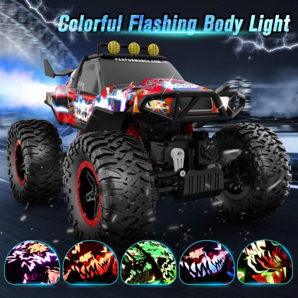 NQD RC Cars Remote Control Car 1:14 Off Road Monster Truck, 4WD Dual Motors Flashing Light Rock Crawler, 2.4Ghz All Terrain Hobby Truck for Kids - Image 3