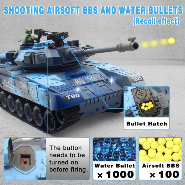 RC Tank 1:18 Remote Control Tank 2.4G Military Vehicle Tank Fight with Smoking and Vibration Controller Shoot BBS Airsoft Bullets Main Battle Toy for Kids and Adults - Image 4