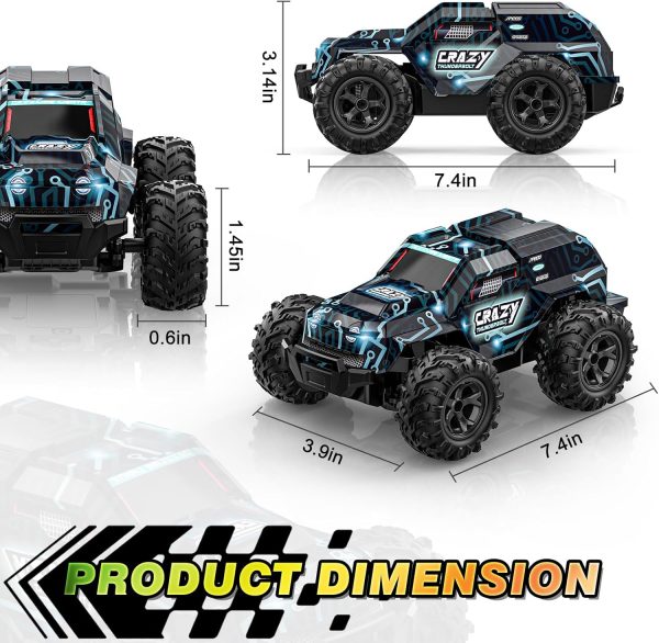 BLUEJAY Remote-Control-Car, 2.4GHz High Speed Rc Cars Truck, Offroad Monster Hobby Racing Car with LED Colorful Bodylight and Rechargeable Battery, Car Toy Gifts 3 4 5 6 7 8 Year Old Boys Girls Kids - Image 7