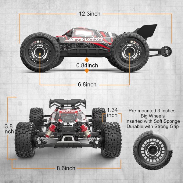 Jetwood x Hyper go 1/16 Fast Brushless RC Cars for Adults, Max 42 mph High Speed Remote Control Car for Boys, Electric All Terrain RTR RC Buggy, Hobby Grade RC Truck, JC16EP with 2 Lipo - Image 6