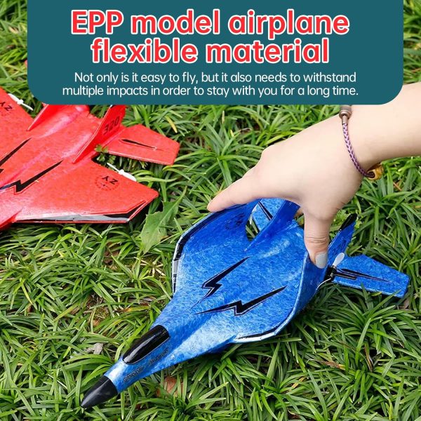 Remote Control Airplane, RC Plane Remote Control 2CH 2.4Ghz RC Plane with Lights, Remote Control Airplanes Foam RC Fighter Airlane Jet for Kids and Beginners（Red） - Image 6