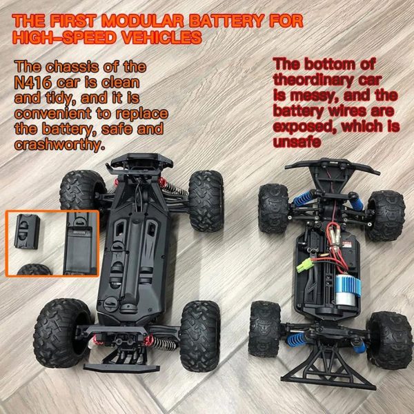 RC Cars, 1:16 Scale Remote Control Car High Speed 4WD Electric Vehicle with 2 Rechargeable Modular Battery, 4X4 Waterproof Off-Road Truck for Adults Boys Girls Kids - Image 7