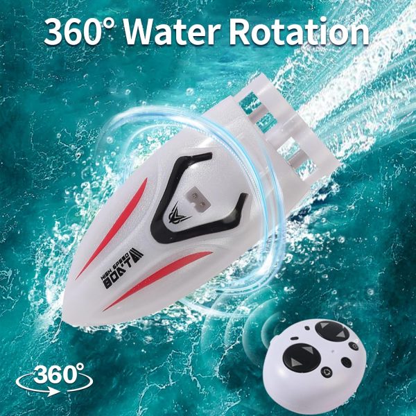 Velasko 2.4Ghz Mini RC Boat 360 Degree Rotation Colorful Lighting Toys Remote Control Boats Waterproof Rechargeable Batteryremote Remote Control Boat for Kids 8-12(White) - Image 7