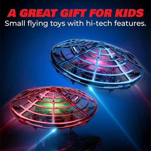 Force1 Scoot Duo Hand Operated Drone for Kids or Adults - 2pk Hands Free Motion Sensor Mini Drone, Easy Indoor Small UFO Toy Flying Ball Drone Toys for Boys and Girls (Red and Blue) - Image 7