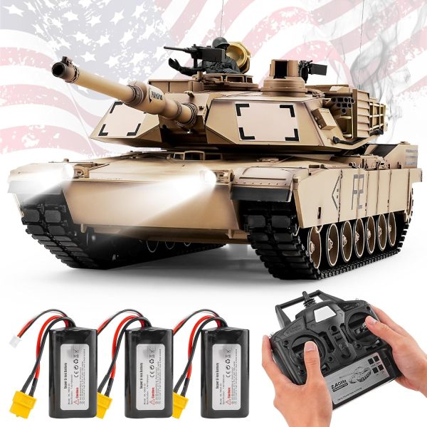 RC Tanks US M1A2 Abrams Army Tank 1:16, 2.4ghz M1A2 Abrams Main Battle Tank Model That Shots, Remote Control Tank Vehicles with 3 Batteries, Sound & Light for Ages 14+ - Image 2