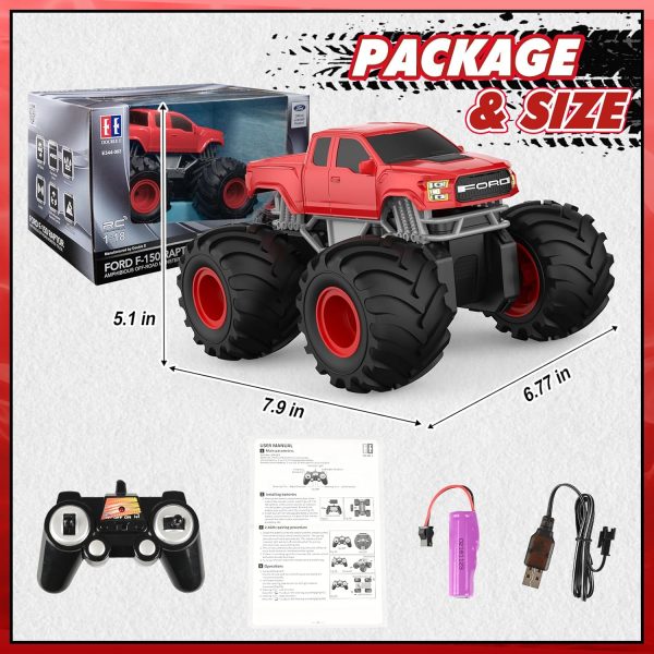 DOUBLE E Ford Amphibious RC Monster Trucks Waterproof Remote Control Car 4WD All Terrain Car for Kids 4-12,2.4Ghz RC Cars Pool Toys Gifts for Kids, Red - Image 8