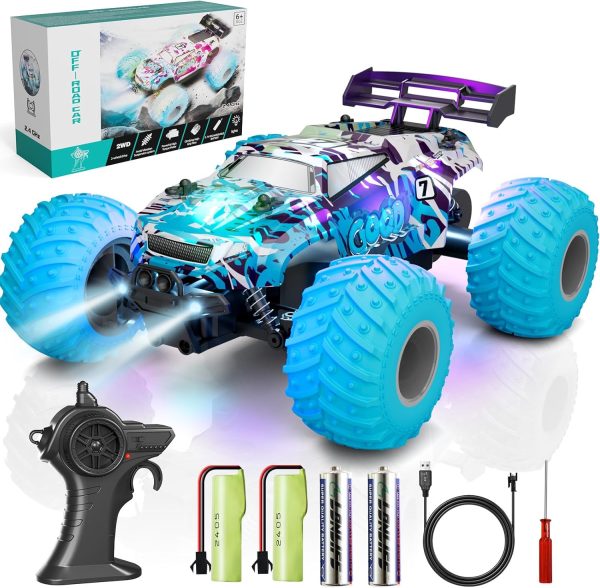 RC Cars,Remote Control Car RC Truck for Kids Boys Ages 4-7 8-12 Adults Toddler, Off Road Radio Controlled Toy with LED Lights,20KMH,40Mins,2.4Ghz - Image 2