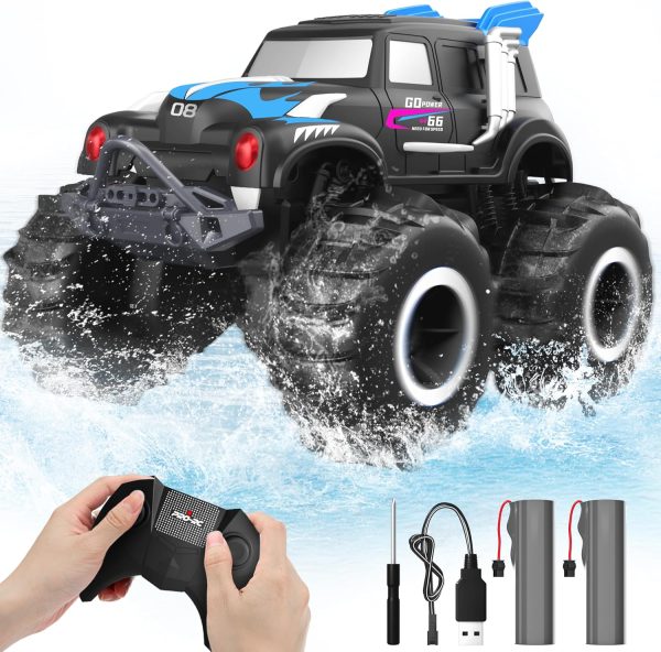 BEZAR Remote Control Monster Truck - Amphibious Remote Control Car for Kids, All Terrain 4WD Off-Road RC Trucks with 2 Rechargeable Batteries, Christmas Birthday Gifts Toys for Boys & Girls Age 4-12 - Image 2