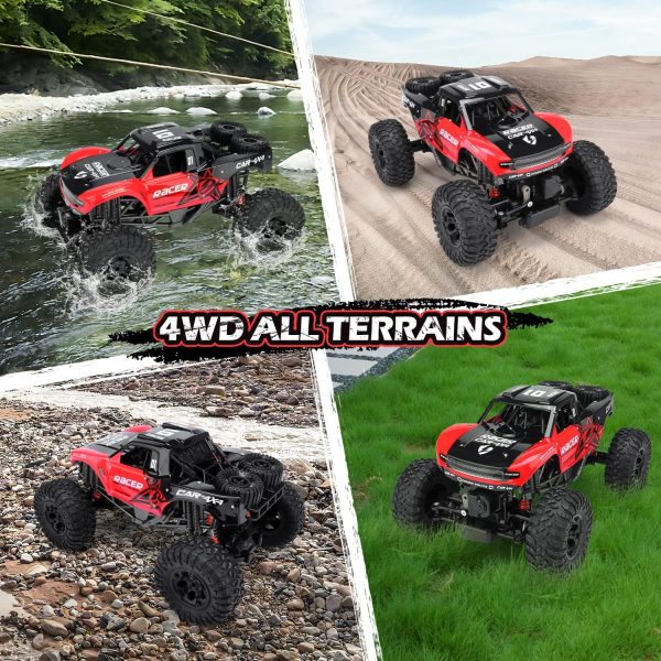 RC Trucks 4x4 Offroad Waterproof - 1:12 Scale Large Amphibious Remote Control Car, Dual Motors Crawler Vehicle, Monster Toys with 3 Rechargeable Batteries, Best Gift for Kids Adults - Image 5