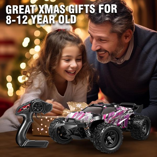 Pink Remote Control Car for Girls, 1:18 Fast rc Cars for Girls with 40+ KM/H 4WD Off-Road rc Truck, Includes 2 Rechargeable Batteries, 8 9 10 11 12 13 Year Old Girl Gifts - Image 7