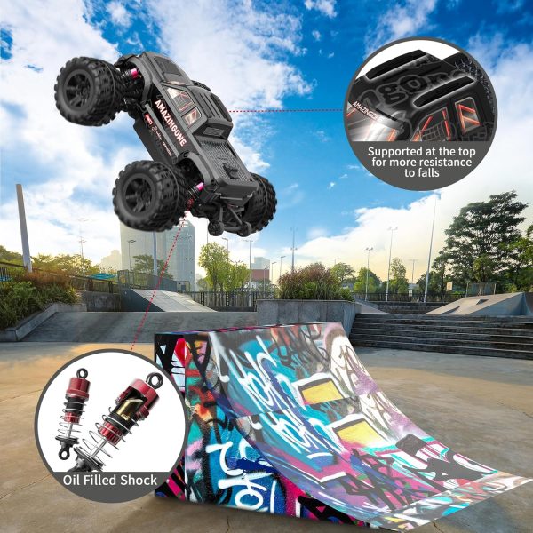 1:20 Scale Brushless Fast RC Cars for Adults, Max 45KPH High Speed Electric Monster Racing Car,Hobby RC Trucks 4X4 Offroad Waterproof,All Terrain RTR Remote Control Car 2 Lipo Bettery 20208 - Image 4