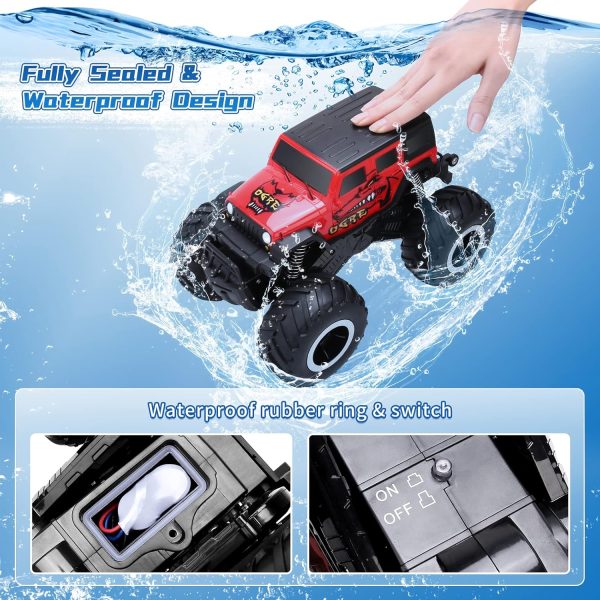 RC Trucks 4x4 Offroad Waterproof - 2.4 GHz Amphibious Remote Control Car Toys for Boys 4-7, Remote Control Monster Truck, Beach Lake Pool Toys, Remote Control Boat Birthday Gifts for Kids - Image 6