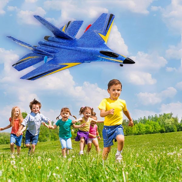 RC Airplane,Remote Control Airplanes for Kids 12 Years and up, 2 Channels Foam RC Plane Wireless Toy with 3 Batteries Easy to Fly for Adults Kids Beginners Boys(Blue) - Image 4